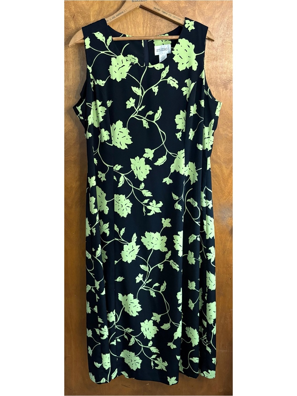 Vintage Black Hawaiian Floral Maxi Shift Dress 90s Lime Green Goth Witchy Resort